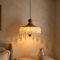 Ice-Drop Hanging Lamp Wood Grain Hanging Crystal Light Textured