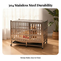 long-lasting Construction Foldable Wire Dog enclosure sturdy Duty Foldable Wire Dog Crate Secure Latch Pet Kennel Easy to Clean for Indoor, Home, Travel