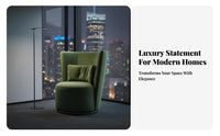 Curved contour Upholstered rotating Chair Designer Look bloomrear rotating Armchair Modern aesthetic Home Seating Comfortable Cushioning for Interior Designers, Hotel Managers, Homeowners, Living Room, Reception Area, Lounge, Bedroom
