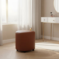 Soft Padded Seat Makeup Chair with Wheels Cream Design Storage Ottoman Stool Sturdy Wood Frame for Dressing Room
