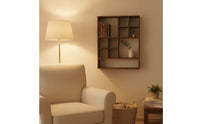 Wall-Mounted Wooden Shelf Space-Saving Wooden Shelf with Compartments Decorative Display Rack for Bedroom, Study