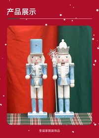 30cm Sky Blue Glitter Nutcracker King Wooden Craft Christmas Decoration