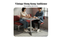 Folding Chair and Pedestal Table Utilitarian Look Square Table with 4 Chairs Retro Vintage lookSaving for Snack Bar, Food Court