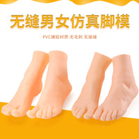 仿真脚模塑料哑光空心加厚硬款女脚模搪胶足模短袜模拖鞋展示假脚