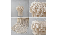 Hand-Woven Macrame Lampshade Tassel Macrame Lamp Shade Bohemian Pendant Lampshade with Tassels Fringe for Bedroom, Nursery, Reading Nook