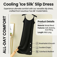 Plus Size Under Dress Slip for Modest Coverage, Breathable Modal Base Layer with Extra Long Length, Loose Fit for Women, Cooling Material