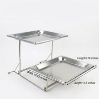 Two-Tier Stainless Steel Food Display Stand, Catering & Event Food Display, Pastry, Sandwich, Dessert, Buffet, Party, Hygienic Metal Serving