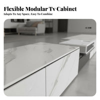 Intelligent Television Console Large Capacity Storage Sintered Stone Top TV Stand Waterproof Surface Retractable Display Cabinet