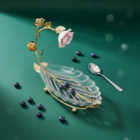 Leaf Crystal Fruit Bowl Luxury Design Leaf Glass Tray Elegant for Hotel, Bar