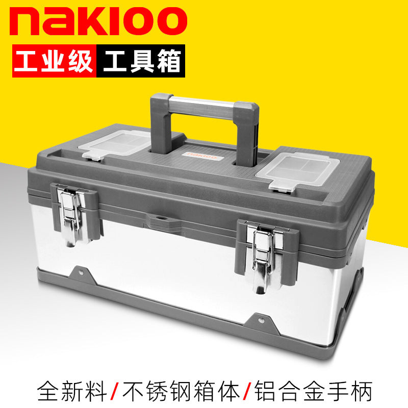 NAKIOO Industrial Stainless Steel Tool Box for Home, Car, and Multi-purpose Storage