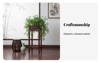 Chinese Design Floor Planter Rack Oriental Design Display Shelf Antique Look Hollow-Carved Pattern for Collectors, Adults
