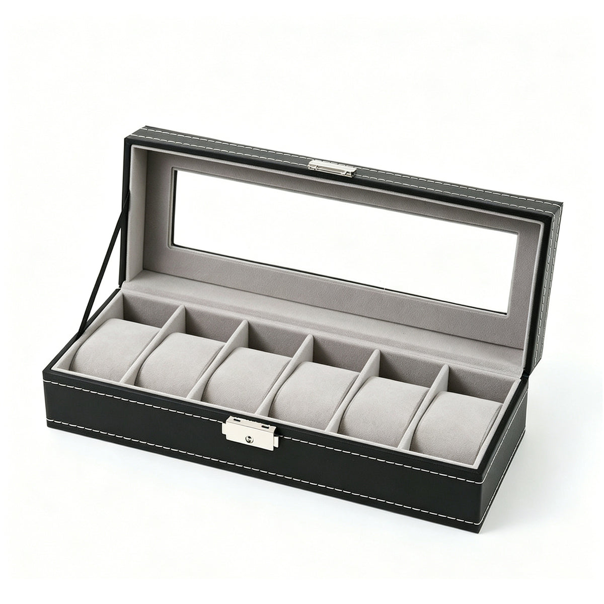 Leather-Style Watch Box Multi-Slot Watch Case Padded Shielded for Collectors, Dresser, Home