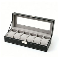 Leather-Style Watch Box Multi-Slot Watch Case Padded Shielded for Collectors, Dresser, Home
