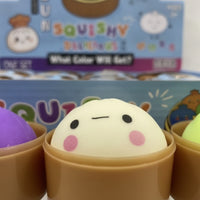 12 Pieces Cute Bao Bun Squishy Squeezable Squishy with Mini Steamer Basket Soft Bun Compress Toy Kawaii for Desk, Office