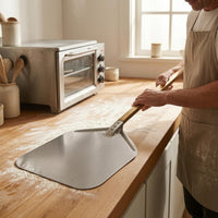 Metal Pizza Peel Rounded Corners Aluminum Pizza Paddle Baking Tool Restaurant Grade Non-Stick