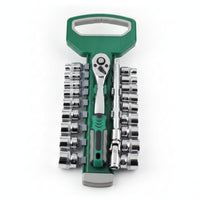 72-Tooth Metric Socket Set Chrome-Plated Socket Wrench Kit with Case Heavy Duty Ratchet Wrench Set Long-Lasting for Mechanics, Garage