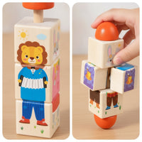 Twistable Wooden Twist Puzzle Rotating Puzzle Block Child-Led Turning Block Toy Sensory for Preschool