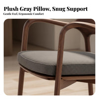 Upholstered Wooden Armchair Minimalist Design Dining Chair With Armrests Thick Cushioned for Lounge Area, Perusing Corner
