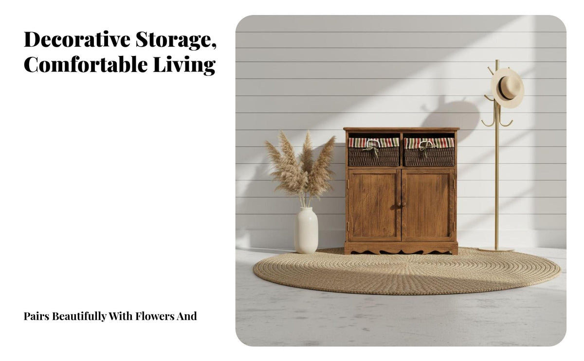 5-Drawer Organization Rattan Front Cabinet Multi-Functional Woven Front chest of drawers Multipurpose Chest of Drawers Rustic Modern aesthetic for Homeowners, Apartment Dwellers, Bedroom, Living Room, Entryway, Hallway