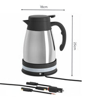 Fast Heating Car Electric Kettle Stainless Steel 12V Water Heater 1200ml Large Capacity Vehicle Water Boiler Anti-Dry Overheat Protection for Truck Drivers, Commuters, Road Trips, Camping