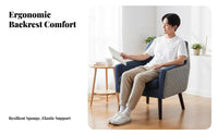 Nordic Aesthetic Upholstered Armchair High Backrest Upholstered Armchair with Wood Legs Mid-Century-Century Modern Design Single Sofa Thickly Cushisingled for Homeowners, Interior Designers, Study Room, Bedroom, Hotel Lobby, Reception Area