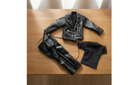 Asymmetric Zipper Black Biker Clothes Buckle Details Motorcycle Outfit Lapel Collar Biker Doll Outfit Fitted