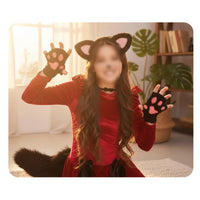 Cat Ears and Tail Set Customizable Fit Animal Cosplay Accessories Lightweight Furry Ears Headband and Tail for Adults, Halloween, Festivals, Christmas
