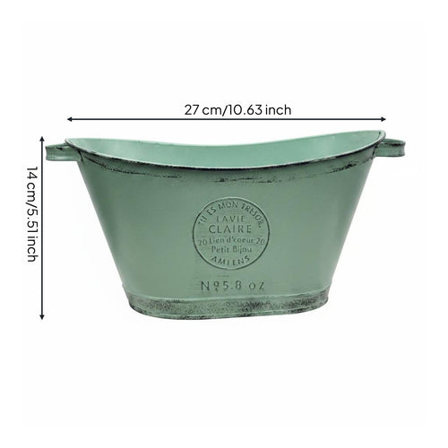 Decorative Metal Flower Tub Handles Rustic Metal Container Weather-Resistant