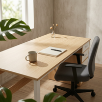 Writing Table with Side Cabinet Modern Design Computer Desk Space-Saving Easy Assembly for Bedroom