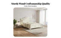 Continental design Upholstered Panel Bed Light Luxury Design Bedroom Furniture High Headboard Bedstead Easy Assembly for Newlyweds, partners, Homeowners, Home, Villa, Apartment, Guest Room