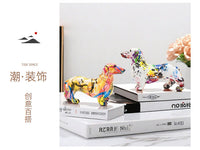 跨境现代创意炫彩小腊肠狗摆件家居酒柜办公室桌面装饰摆设工艺品