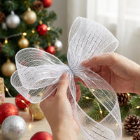 Poly Decorative Rative Mesh Ribbon Versatile Glittering Stripe Mesh Roll Versatile Floral Wrapping Net for DIY Enthusiasts, Home Stylists for Easter, Xmas, Christmas