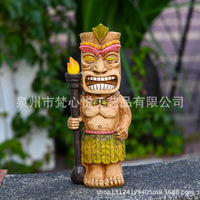 花园装饰玛雅图腾工艺树脂摆件户外庭院草坪太阳能灯tiki图腾摆件