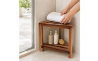 Water-Resistant Shower Stool with Shelf Non-Slip Bathroom Stool Triangular Bathroom Shelf Slatted