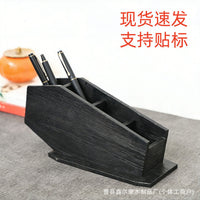 Gothic Coffin Wooden Brush Holder and Pen Stand with Compartments