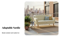 Groove-Tufted Settee Nordic Design Small Couch Space-Saving High-Density Foam Padding for Students, Bedroom, Balcony, Entryway