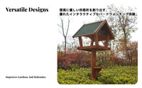Wooden birds Feeder Table Solid Wood Freestanding birds Weather Resistant Garden Decor for Nature Lovers, Balcony, Patio, Backyard