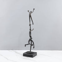 Acrobat Sculpture Minimalist Abstract Figure Sculpture Tabletop Cast Iron Display Iron Art Ornament for Bedroom