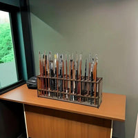 Detachable Wooden Brush Holder for 67 Brushes, Wall-Mounted