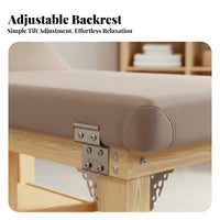 Solid Wood Massage Bed Water Resistant and Oil-Resistant PU Spa-Grade Upholstery Facial Bed Ergonomic Design Stationary Massage Table