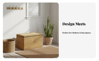 Woven Storage Stool Long-Lasting Frame Footstool Multi-Functional Design
