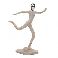 Resin Figurine with Chrome Head Stylish Art Statue Elegant for Shelf, Homeowners