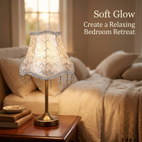 Light Shade with Beaded Trim for Ceiling and Table Lamps, Textile Lampshade for Living Room Decor and Bedroom