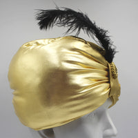 Foil Bright Indian Hat with Feathers, Arab Turban Hat, Novelty Costume Decoration