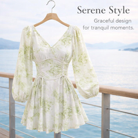 Swimsuit for Girls and Plus Size Women with Floral Long Sleeves, One-Piece Monokini with Padded Support for Water Sports