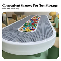 Construction Block Table Set Educational Construction Block Table Rounded Edges for Preschoolers, Educators, Kindergarten, Childcare Facility