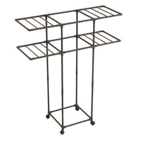Double Rod Clothes Rack Metal Clothes Rack with Wheels Versatile for Bedroom