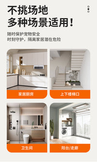 佛山灰色免打孔防护门加宽加高宠物围栏工厂防猫狗伸缩门栏批发