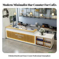 Tea Shop Front Counter Versatile Checkout Counter Sturdy Construction Retail Checkout Desk for Baristas, Business Owners, Restaurant, Boutique, Lobby