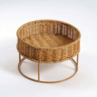 Woven Basket Stand Stylish Rattan Plant Stand Cute for Shelf